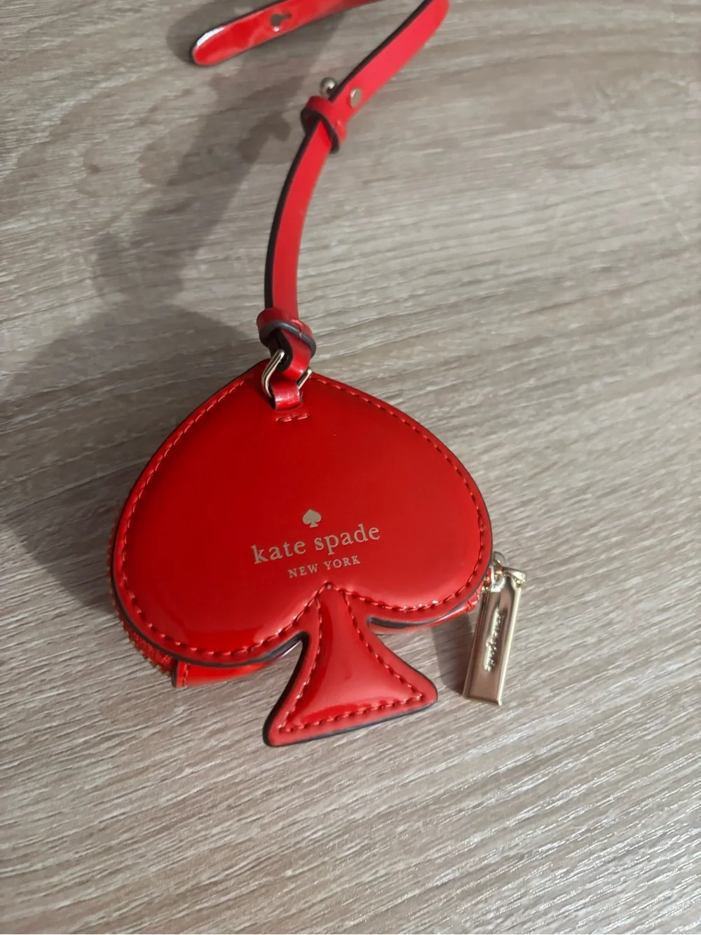 Kate Spade Red Patent Puffy Spade Coin Purse Bag Charm